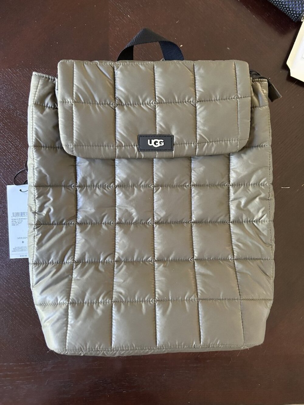 UGG Adaya Quilted Puffer Backpack Olive NWT